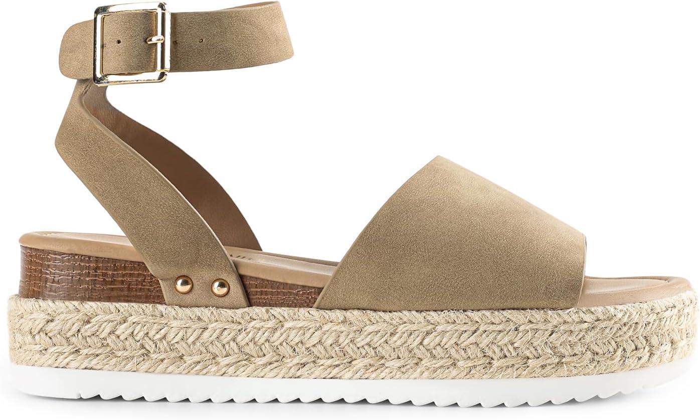 imageDREAM PAIRS Womens Platform Espadrilles Casual Ankle Strap Wedge Sandals Comfortable Dressy Summer ShoesTaupe