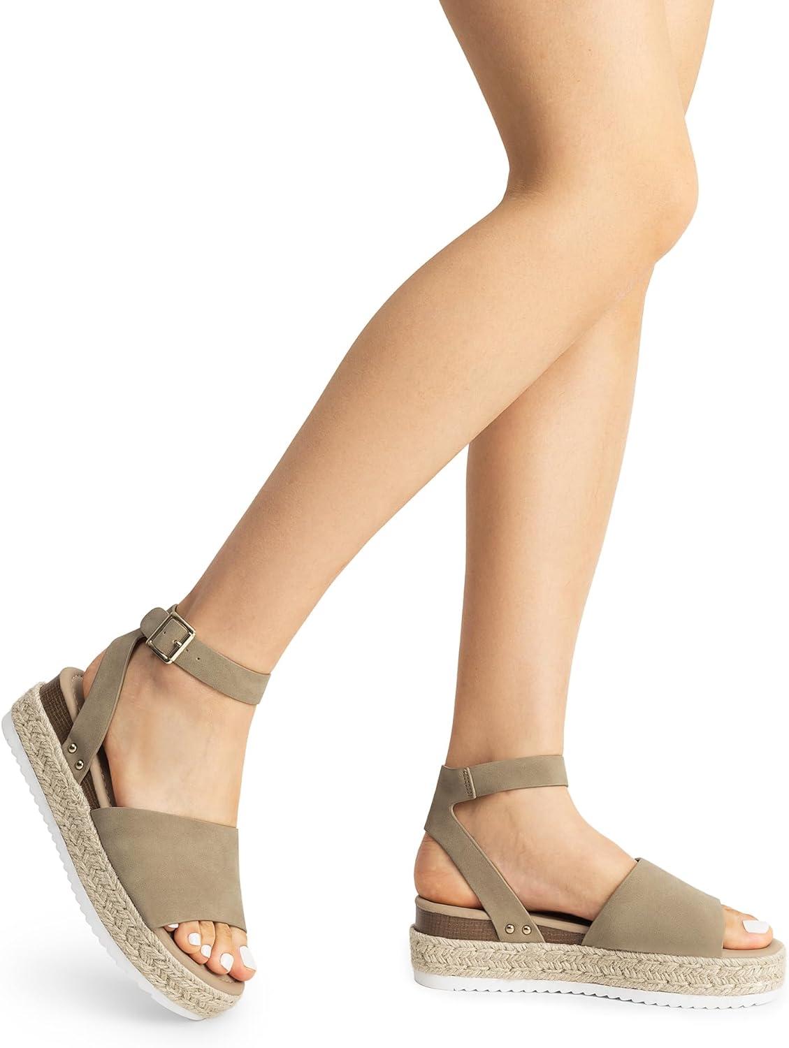 imageDREAM PAIRS Womens Platform Espadrilles Casual Ankle Strap Wedge Sandals Comfortable Dressy Summer ShoesTaupe