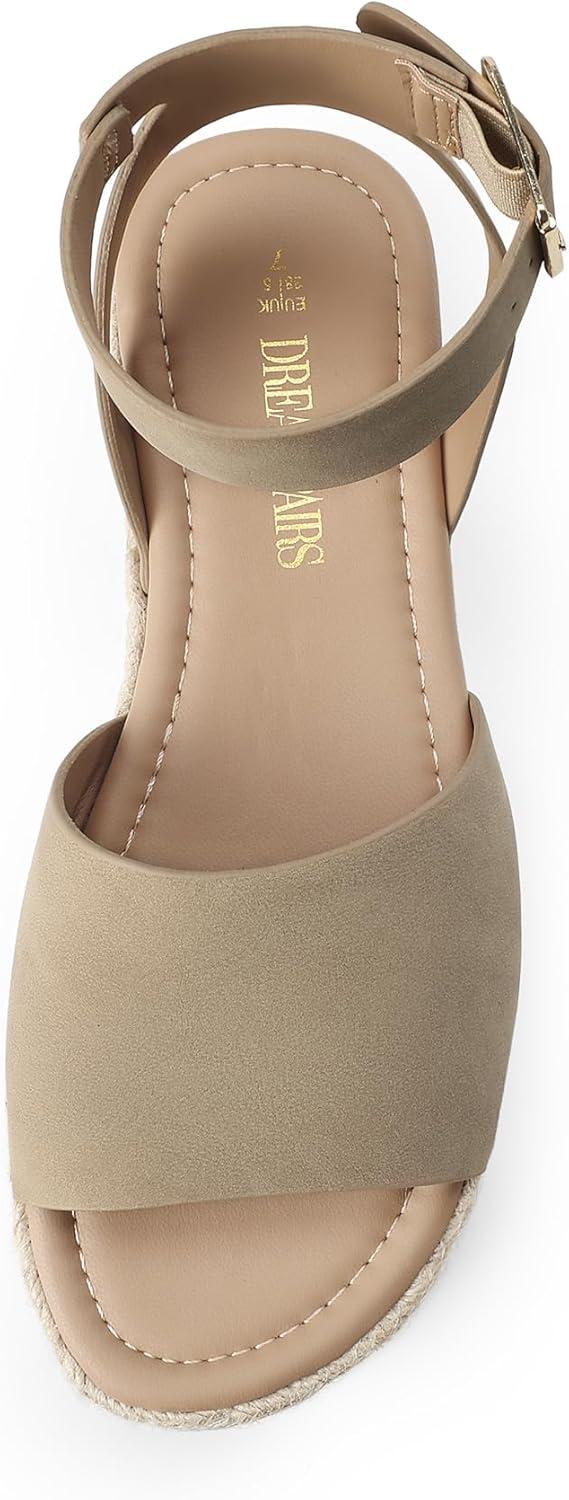 imageDREAM PAIRS Womens Platform Espadrilles Casual Ankle Strap Wedge Sandals Comfortable Dressy Summer ShoesTaupe