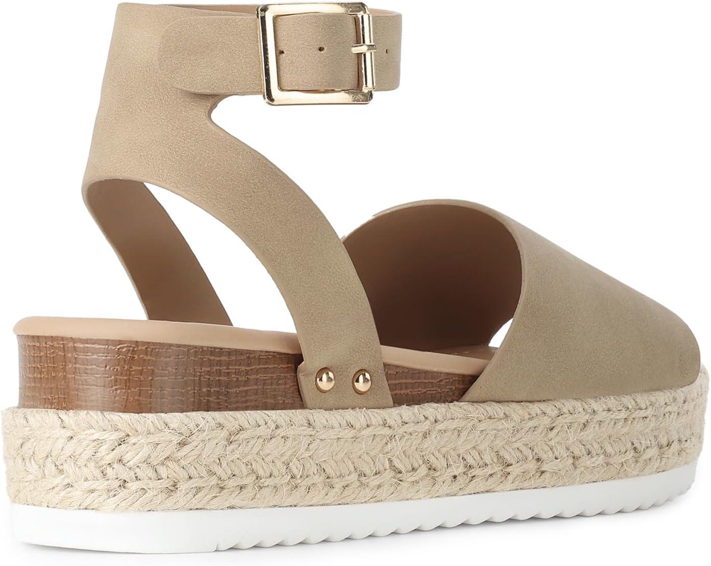 imageDREAM PAIRS Womens Platform Espadrilles Casual Ankle Strap Wedge Sandals Comfortable Dressy Summer ShoesTaupe