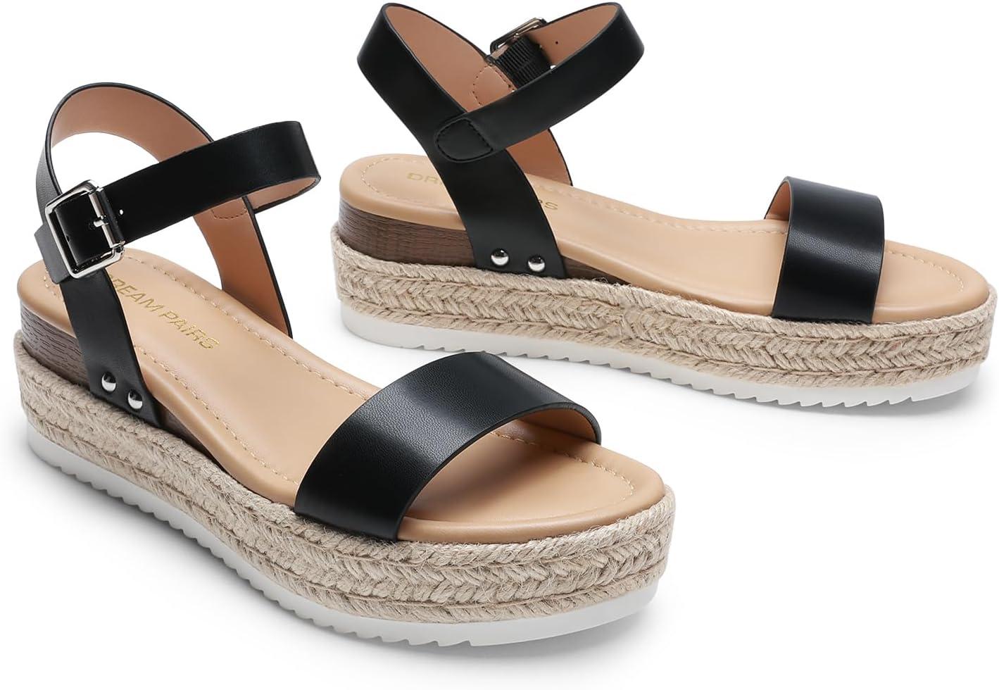 imageDREAM PAIRS Womens Platform Espadrilles Wedge Sandals Comfortable Open Toe One Band Sandals for Women Dressy Casual SummerBlack