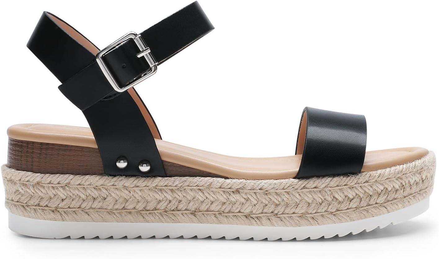 imageDREAM PAIRS Womens Platform Espadrilles Wedge Sandals Comfortable Open Toe One Band Sandals for Women Dressy Casual SummerBlack