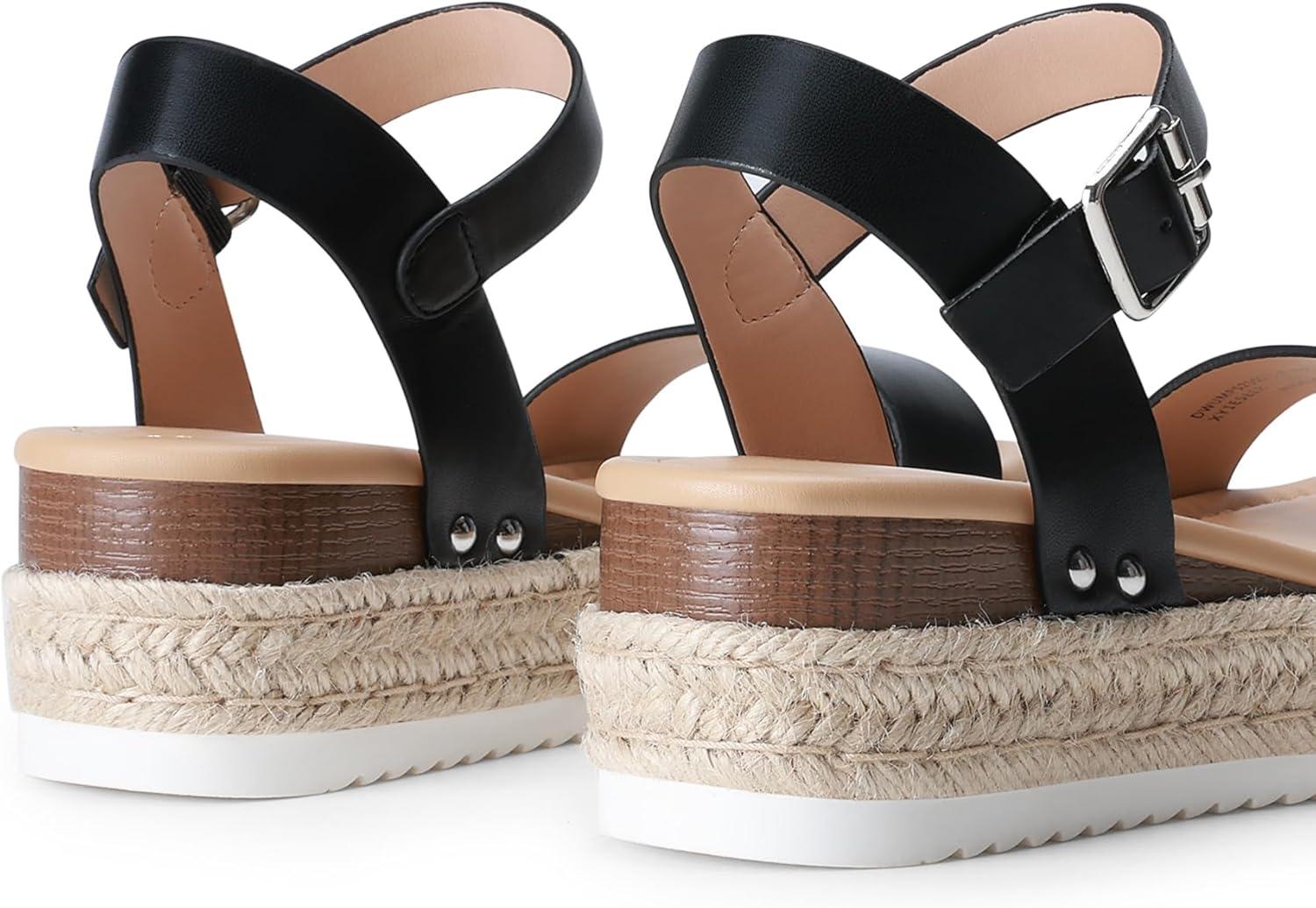 imageDREAM PAIRS Womens Platform Espadrilles Wedge Sandals Comfortable Open Toe One Band Sandals for Women Dressy Casual SummerBlack