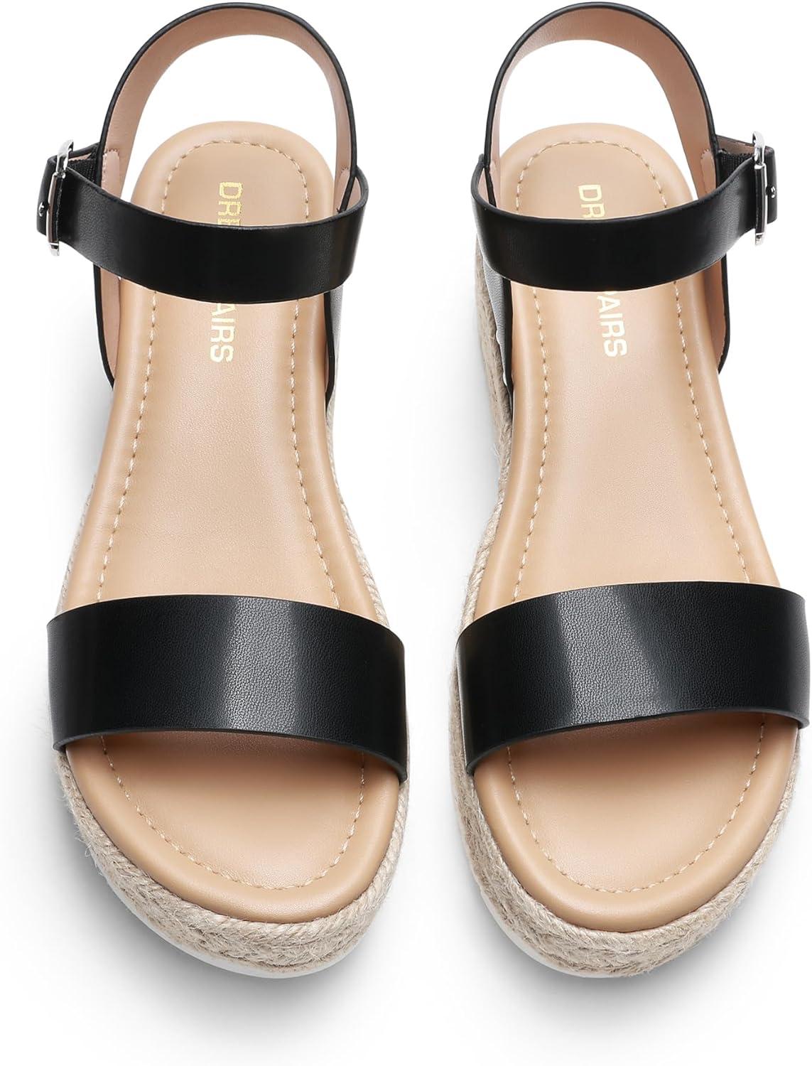 imageDREAM PAIRS Womens Platform Espadrilles Wedge Sandals Comfortable Open Toe One Band Sandals for Women Dressy Casual SummerBlack