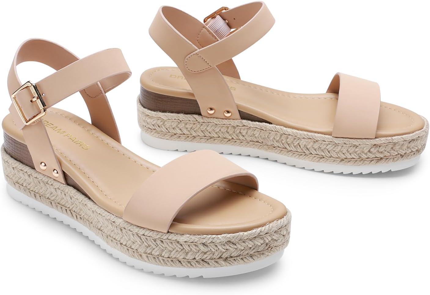 imageDREAM PAIRS Womens Platform Espadrilles Wedge Sandals Comfortable Open Toe One Band Sandals for Women Dressy Casual SummerNude