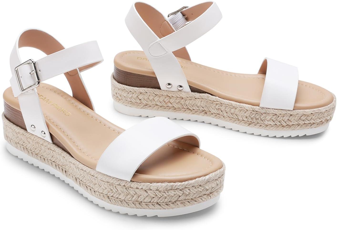 imageDREAM PAIRS Womens Platform Espadrilles Wedge Sandals Comfortable Open Toe One Band Sandals for Women Dressy Casual SummerWhite