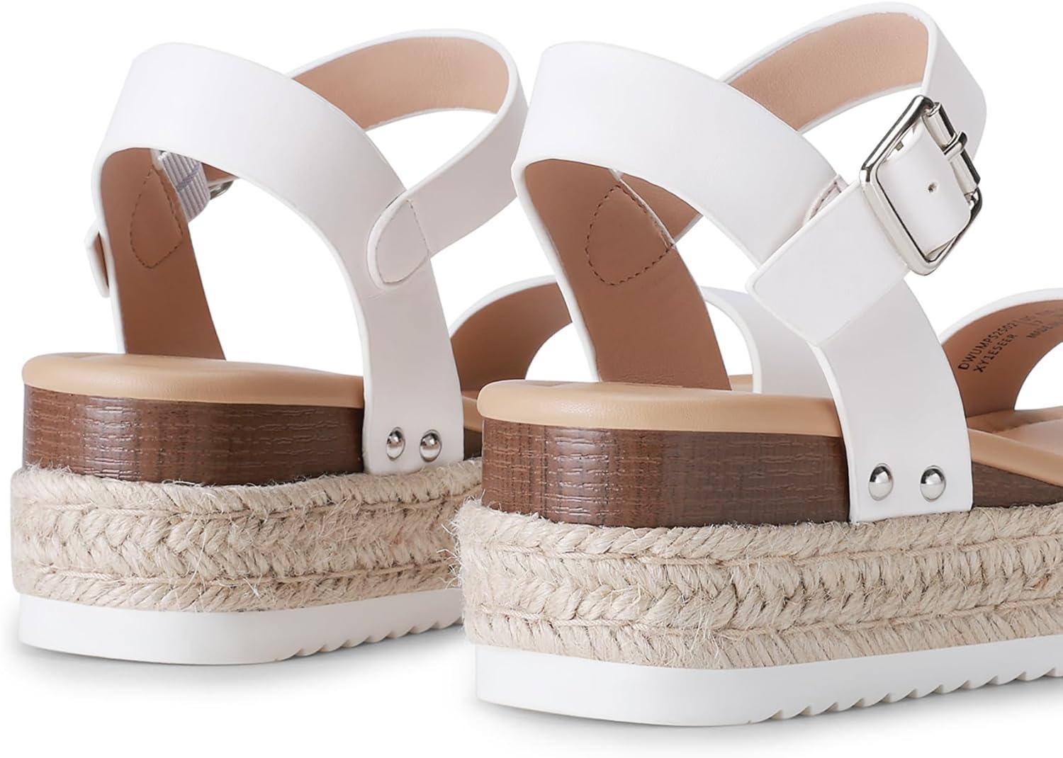 imageDREAM PAIRS Womens Platform Espadrilles Wedge Sandals Comfortable Open Toe One Band Sandals for Women Dressy Casual SummerWhite