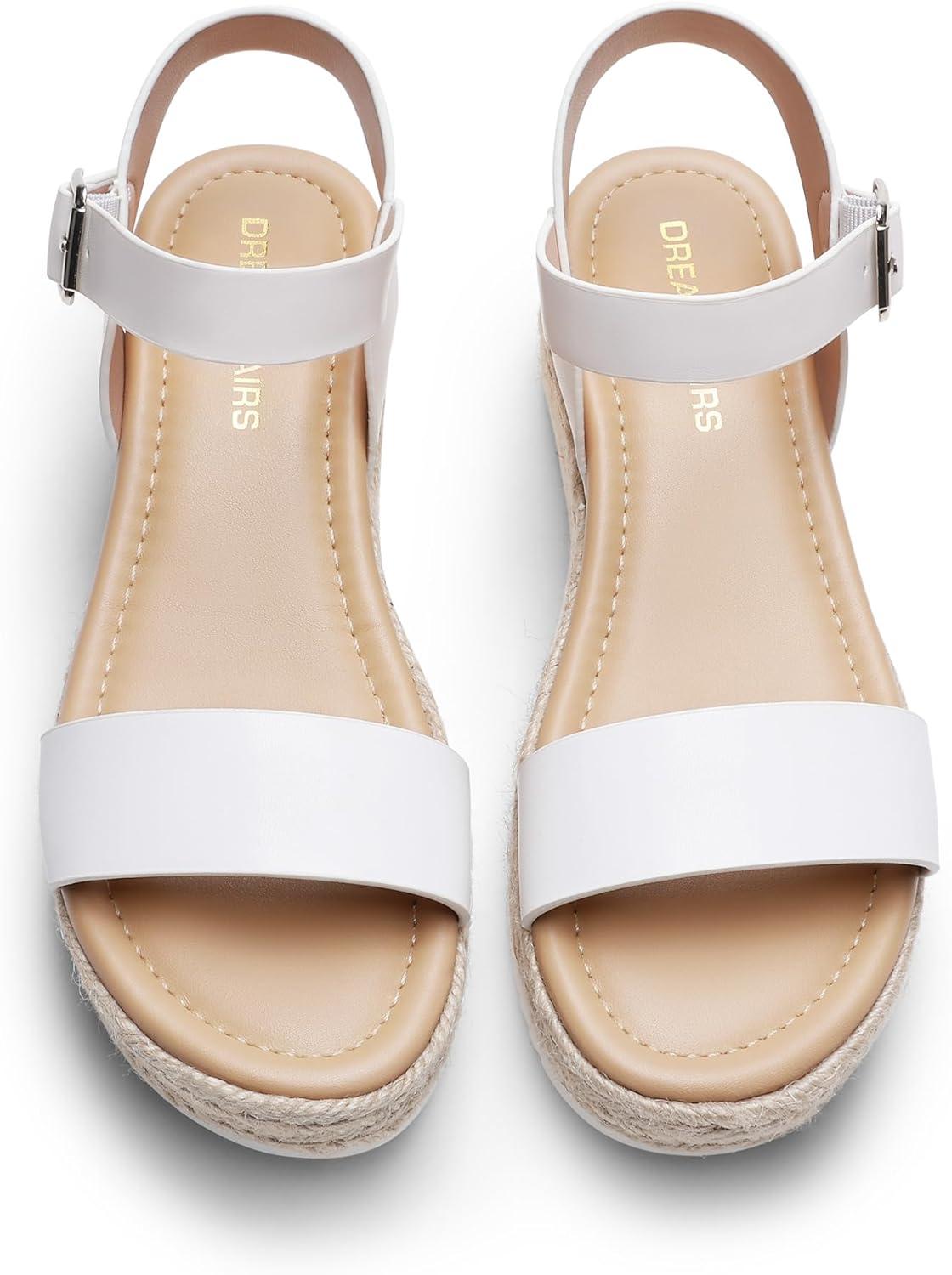imageDREAM PAIRS Womens Platform Espadrilles Wedge Sandals Comfortable Open Toe One Band Sandals for Women Dressy Casual SummerWhite