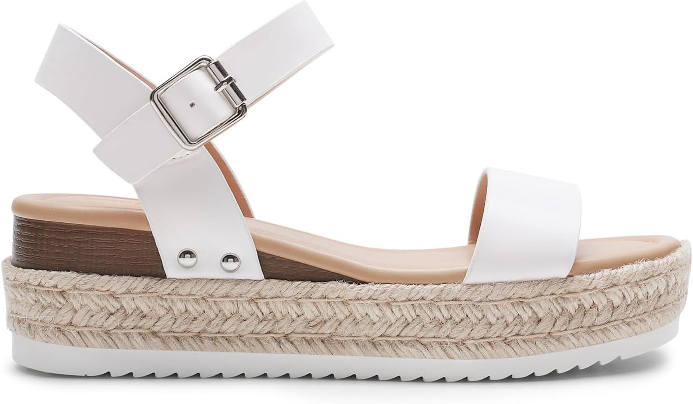 imageDREAM PAIRS Womens Platform Espadrilles Wedge Sandals Comfortable Open Toe One Band Sandals for Women Dressy Casual SummerWhite