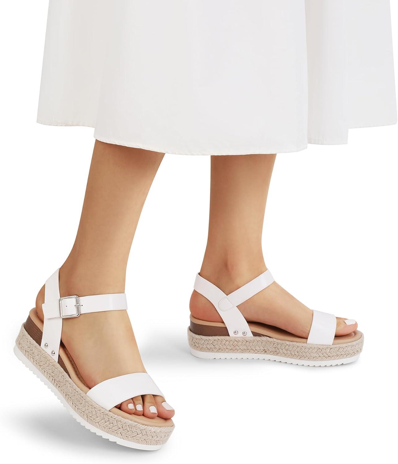 imageDREAM PAIRS Womens Platform Espadrilles Wedge Sandals Comfortable Open Toe One Band Sandals for Women Dressy Casual SummerWhite