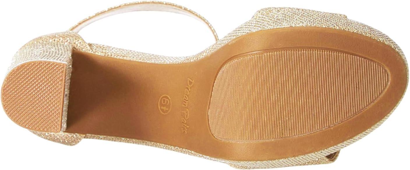 imageDREAM PAIRS Womens Platform Heel Sandals Open Toe Ankle Strap Heel Fashion Wedding Party Dress Sandals ShoesGoldGlitter