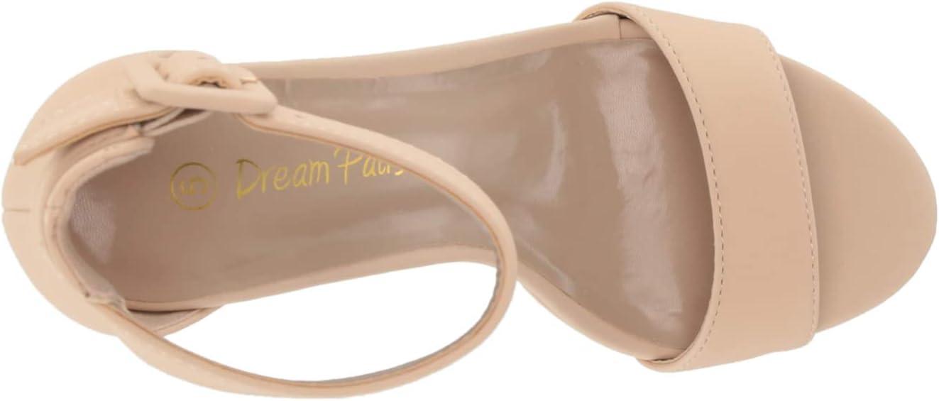 imageDREAM PAIRS Womens Platform Heel Sandals Open Toe Ankle Strap Heel Fashion Wedding Party Dress Sandals ShoesNude Nubuck