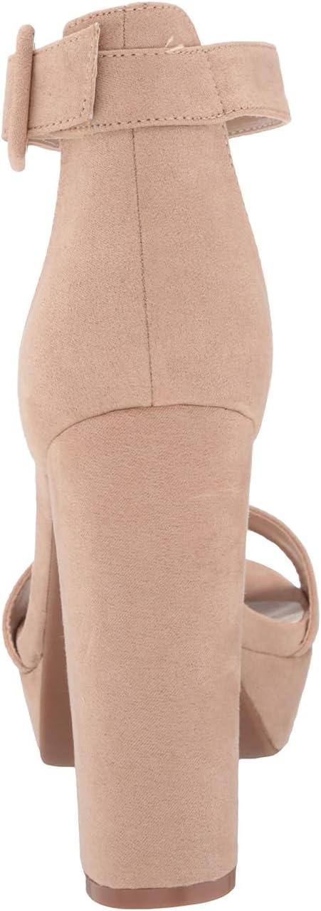 imageDREAM PAIRS Womens Platform Heel Sandals Open Toe Ankle Strap Heel Fashion Wedding Party Dress Sandals ShoesNude Suede