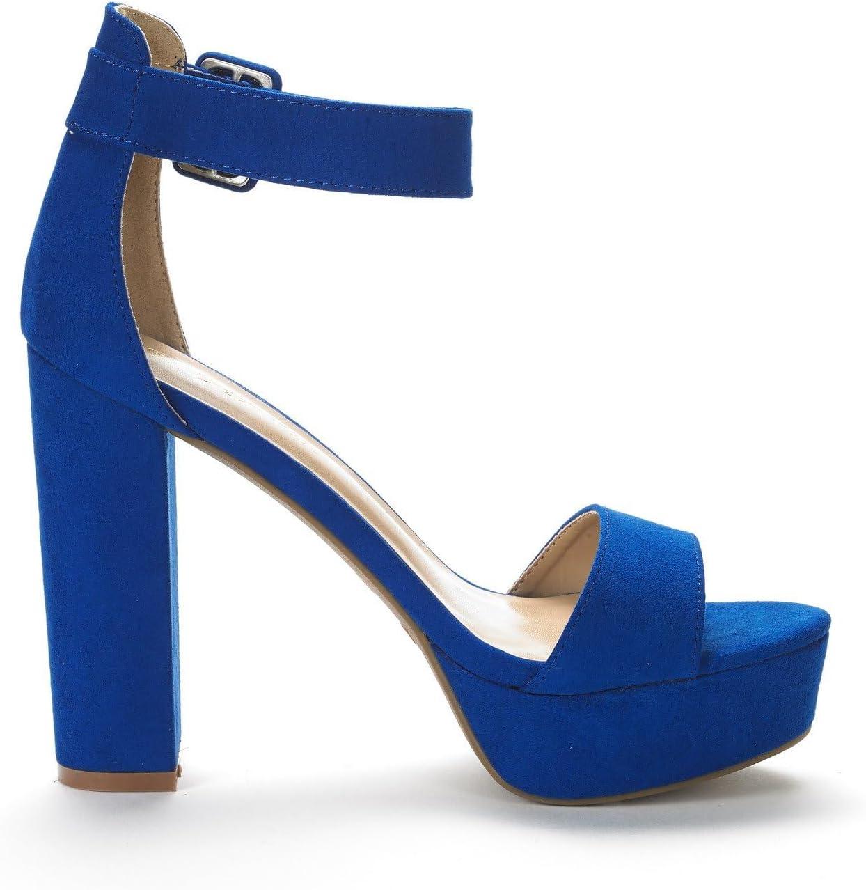 imageDREAM PAIRS Womens Platform Heel Sandals Open Toe Ankle Strap Heel Fashion Wedding Party Dress Sandals ShoesRoyalBlue