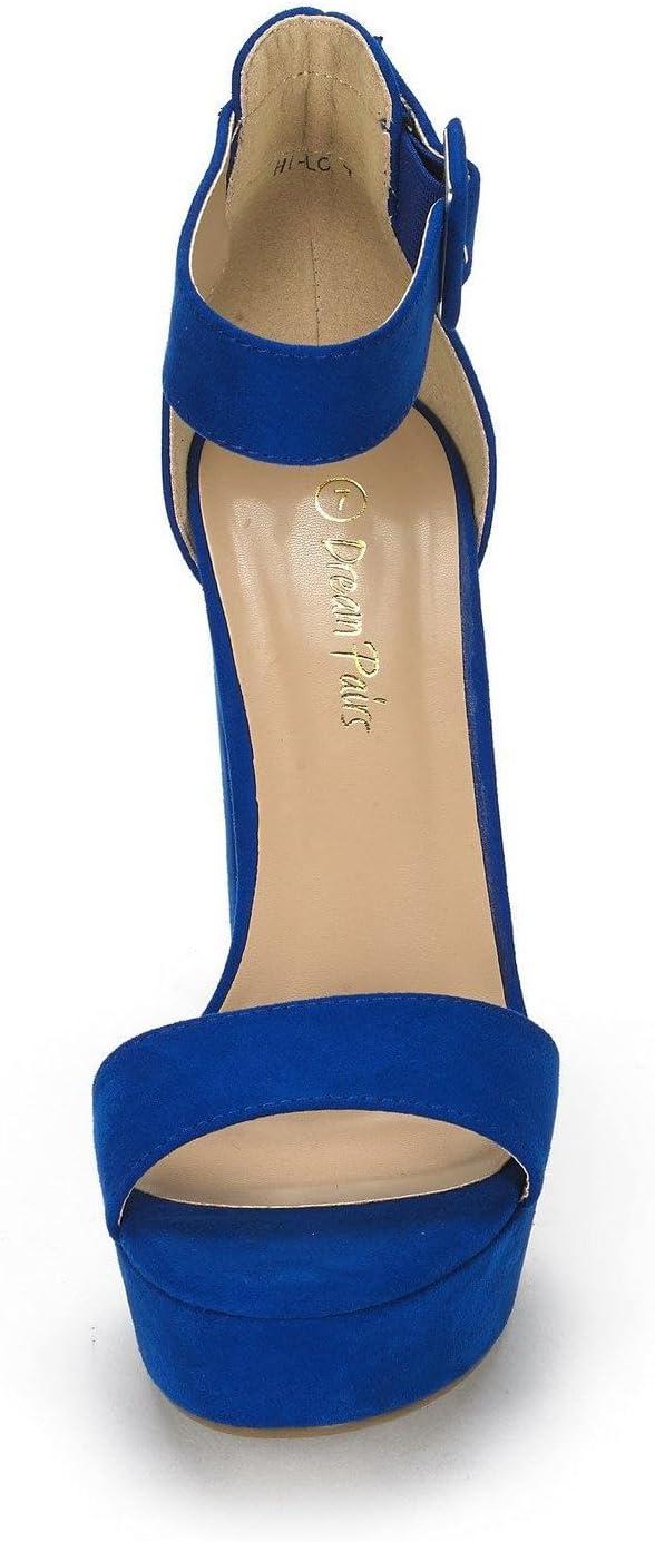 imageDREAM PAIRS Womens Platform Heel Sandals Open Toe Ankle Strap Heel Fashion Wedding Party Dress Sandals ShoesRoyalBlue