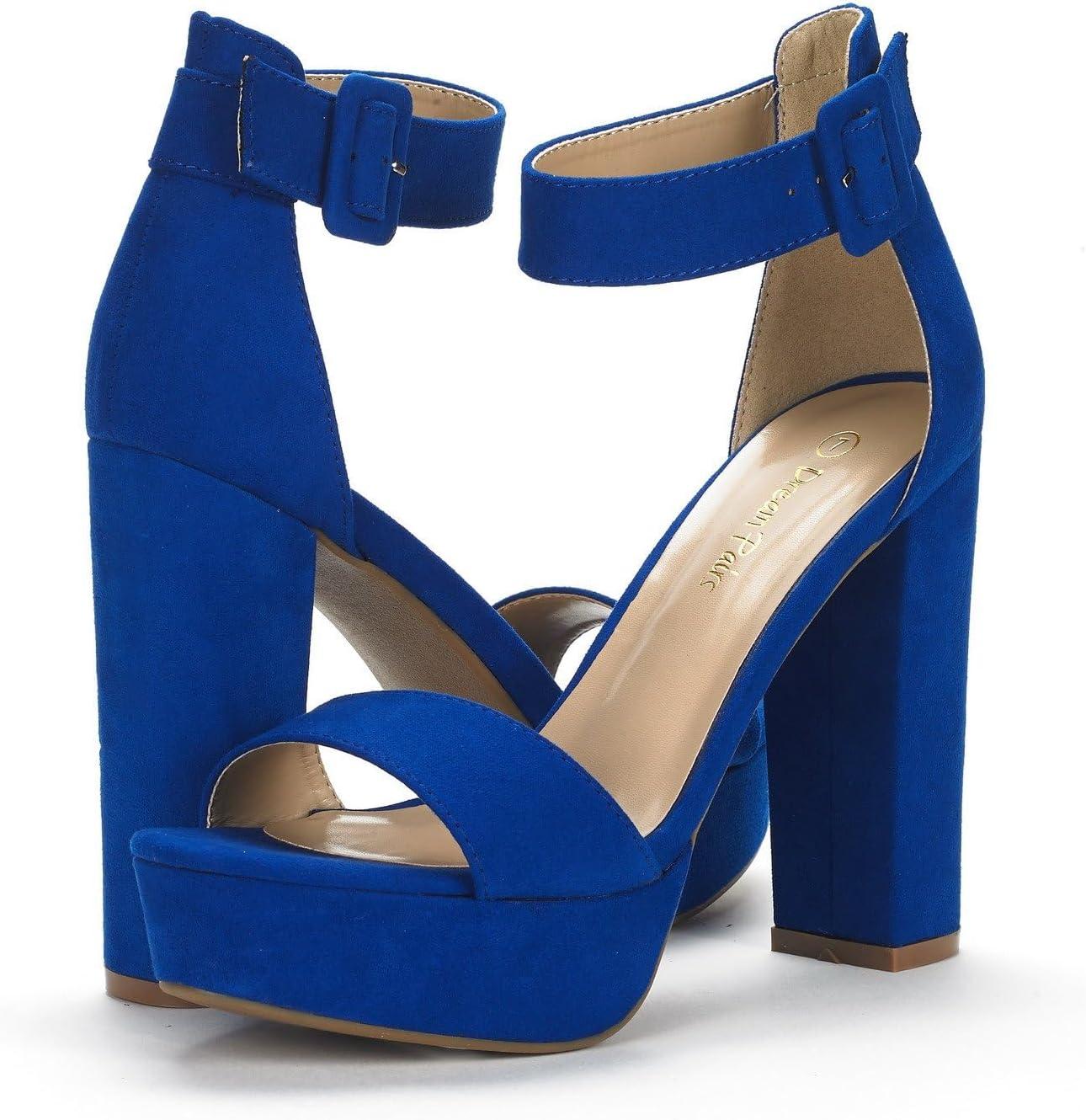 imageDREAM PAIRS Womens Platform Heel Sandals Open Toe Ankle Strap Heel Fashion Wedding Party Dress Sandals ShoesRoyalBlue