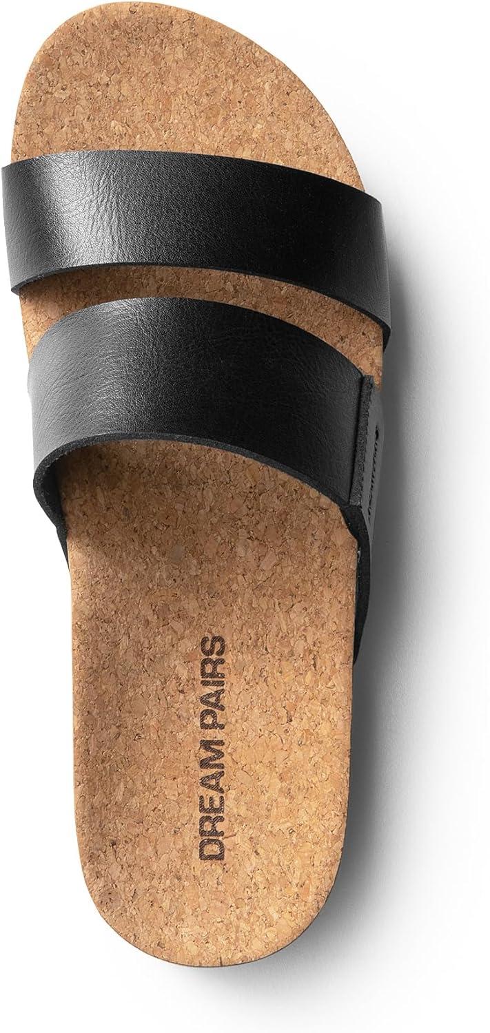 imageDREAM PAIRS Womens Platform Slides Sandals Comfortable Arch Support Footbed Two Strap Slipon Fashion Beach Wedge SandalsBlack