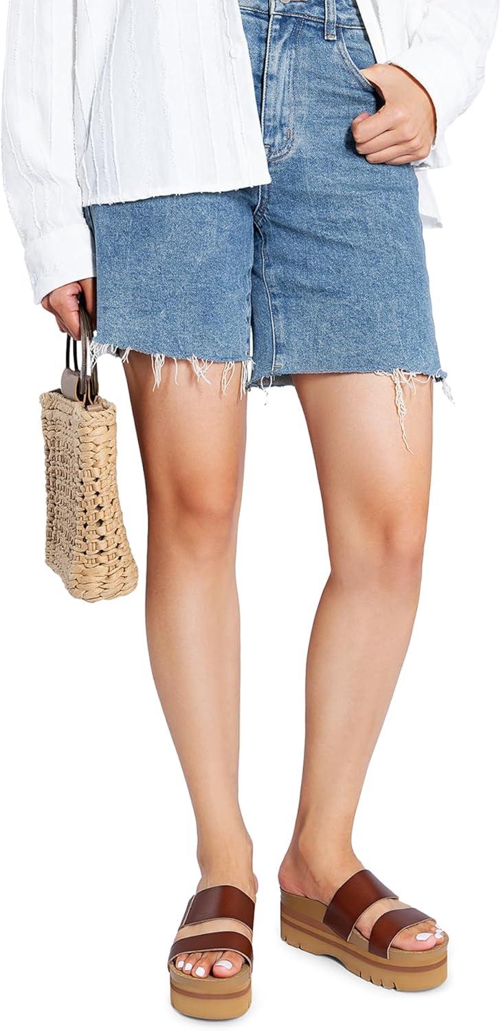 imageDREAM PAIRS Womens Platform Slides Sandals Comfortable Arch Support Footbed Two Strap Slipon Fashion Beach Wedge SandalsBrown