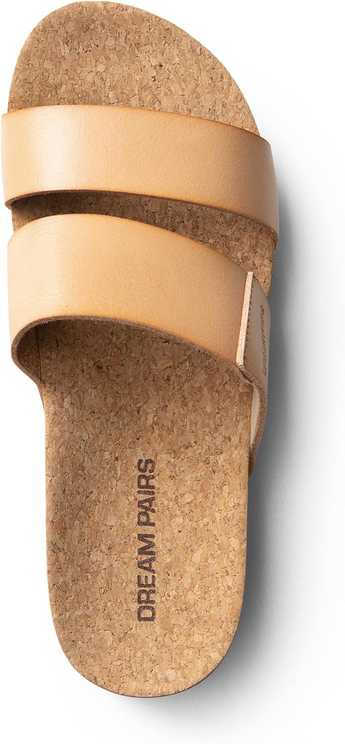 imageDREAM PAIRS Womens Platform Slides Sandals Comfortable Arch Support Footbed Two Strap Slipon Fashion Beach Wedge SandalsNude