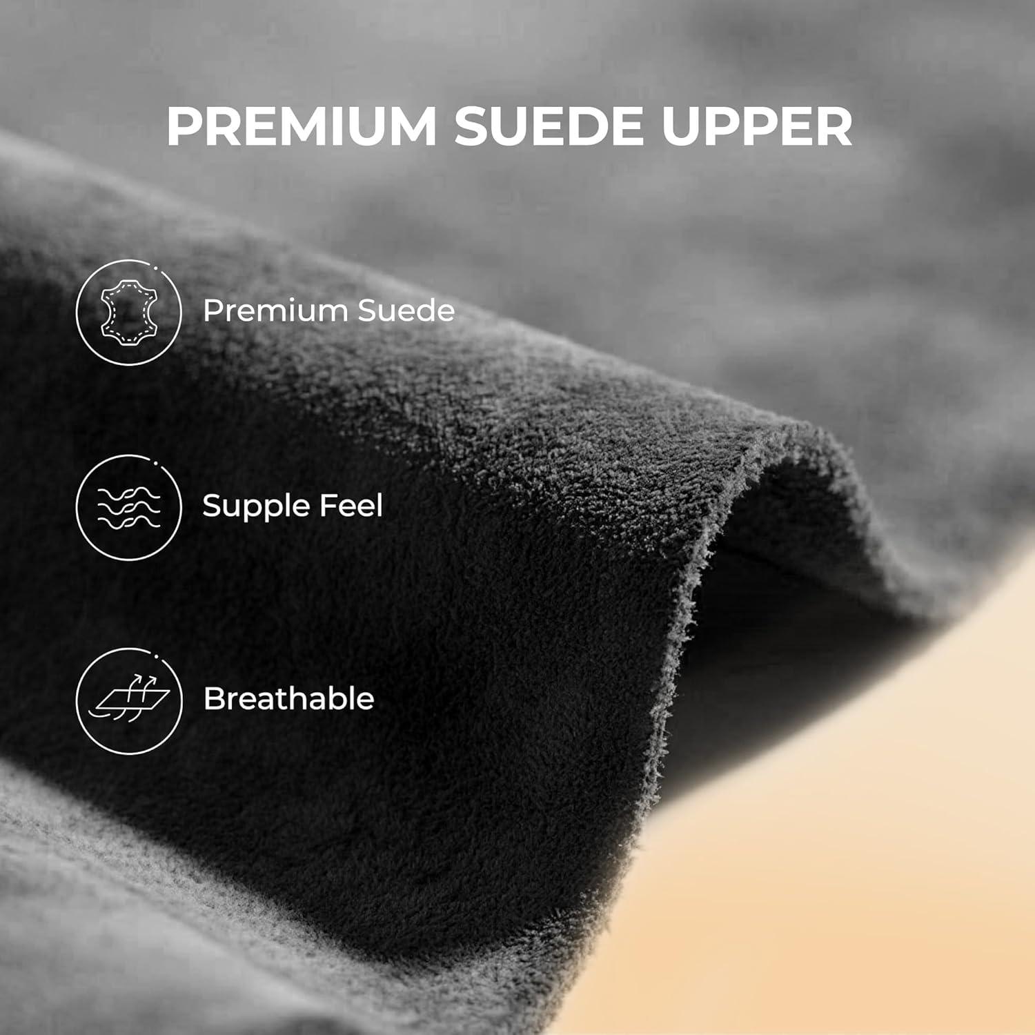 imageDREAM PAIRS Womens Platform Slippers Genuine Suede Slipon Warm FuzzyEasy Autumn Winter Fluffy Comfy Furry Shoes for Outdoor IndoorGrey