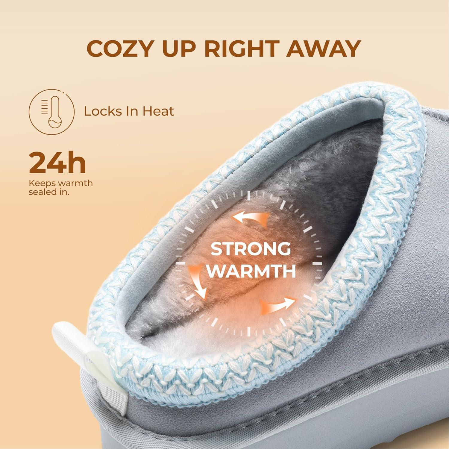 imageDREAM PAIRS Womens Platform Slippers Genuine Suede Slipon Warm FuzzyEasy Autumn Winter Fluffy Comfy Furry Shoes for Outdoor IndoorLight Blue