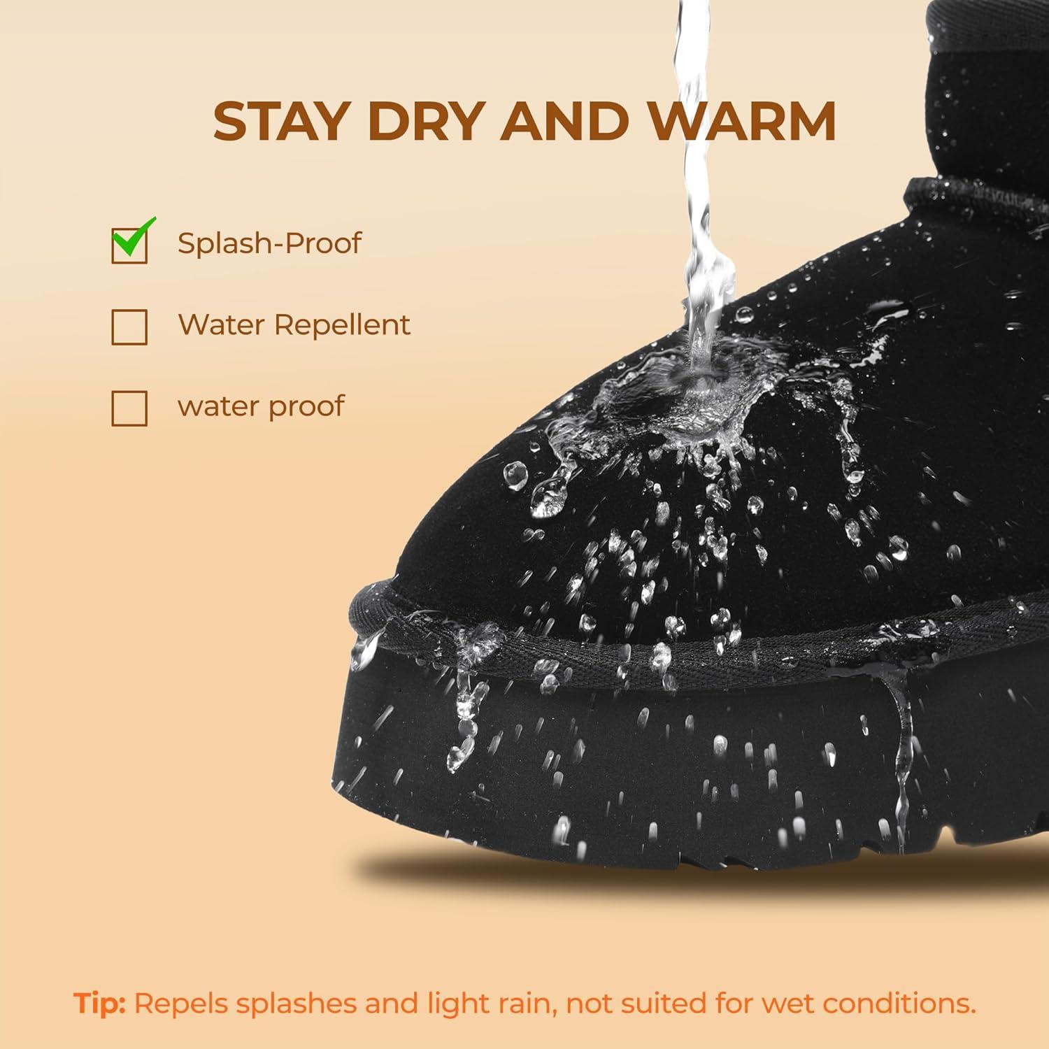 imageDREAM PAIRS Womens Platform Winter Snow Boots Genuine Suede Water Resistant Mini Ankle Boots Stable Lightweight Booties AntiSlip with Memory Foam Outdoor FuzzyBlack