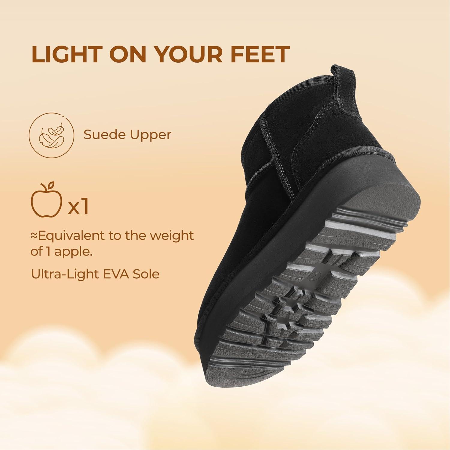 imageDREAM PAIRS Womens Platform Winter Snow Boots Genuine Suede Water Resistant Mini Ankle Boots Stable Lightweight Booties AntiSlip with Memory Foam Outdoor FuzzyBlack