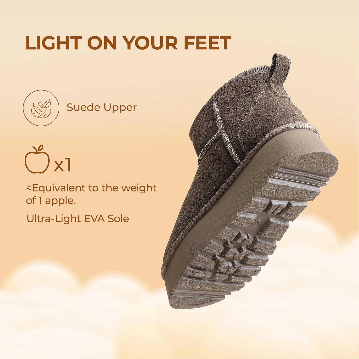 imageDREAM PAIRS Womens Platform Winter Snow Boots Genuine Suede Water Resistant Mini Ankle Boots Stable Lightweight Booties AntiSlip with Memory Foam Outdoor FuzzyTaupe