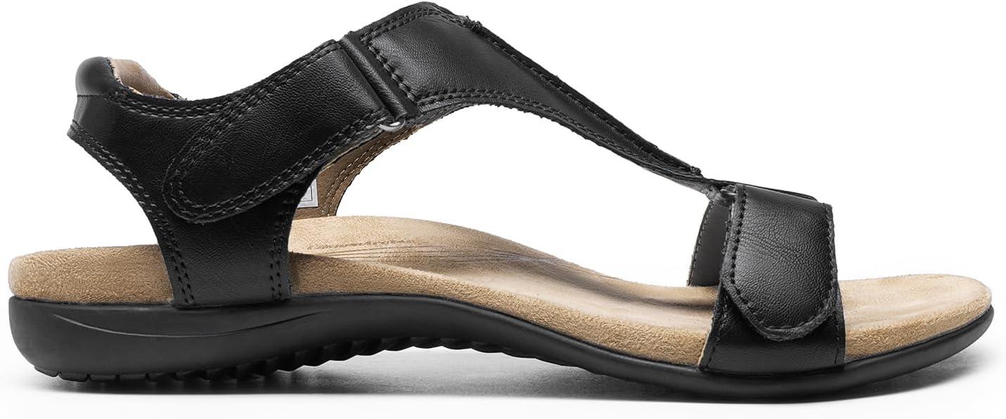 imageDREAM PAIRS Womens Sandals Arch Support TStrap Orthopedic Flat Sandals Comfortable Summer ShoesBlack