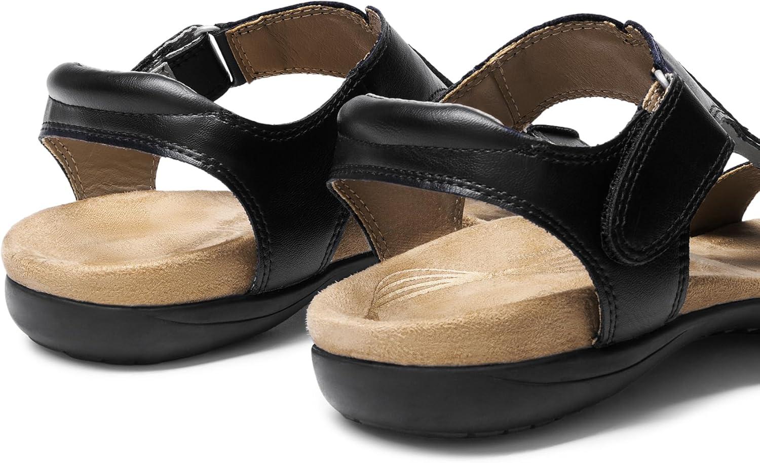 imageDREAM PAIRS Womens Sandals Arch Support TStrap Orthopedic Flat Sandals Comfortable Summer ShoesBlack