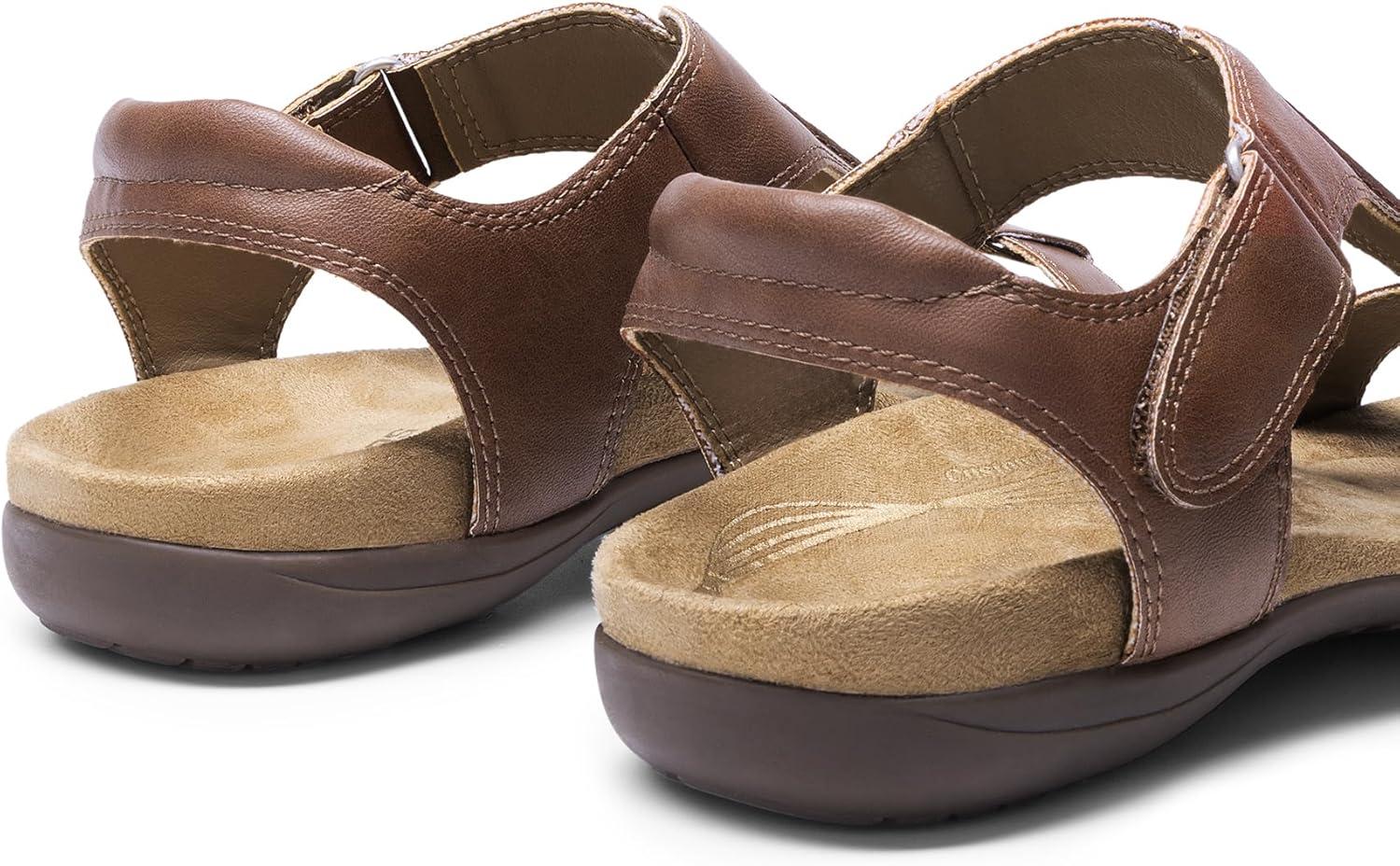 imageDREAM PAIRS Womens Sandals Arch Support TStrap Orthopedic Flat Sandals Comfortable Summer ShoesBrown