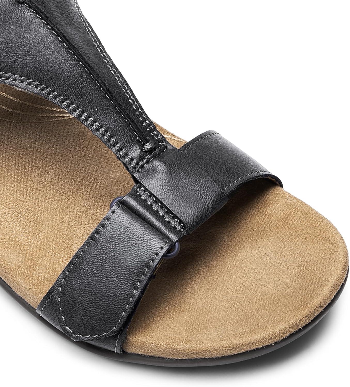 imageDREAM PAIRS Womens Sandals Arch Support TStrap Orthopedic Flat Sandals Comfortable Summer ShoesGrey