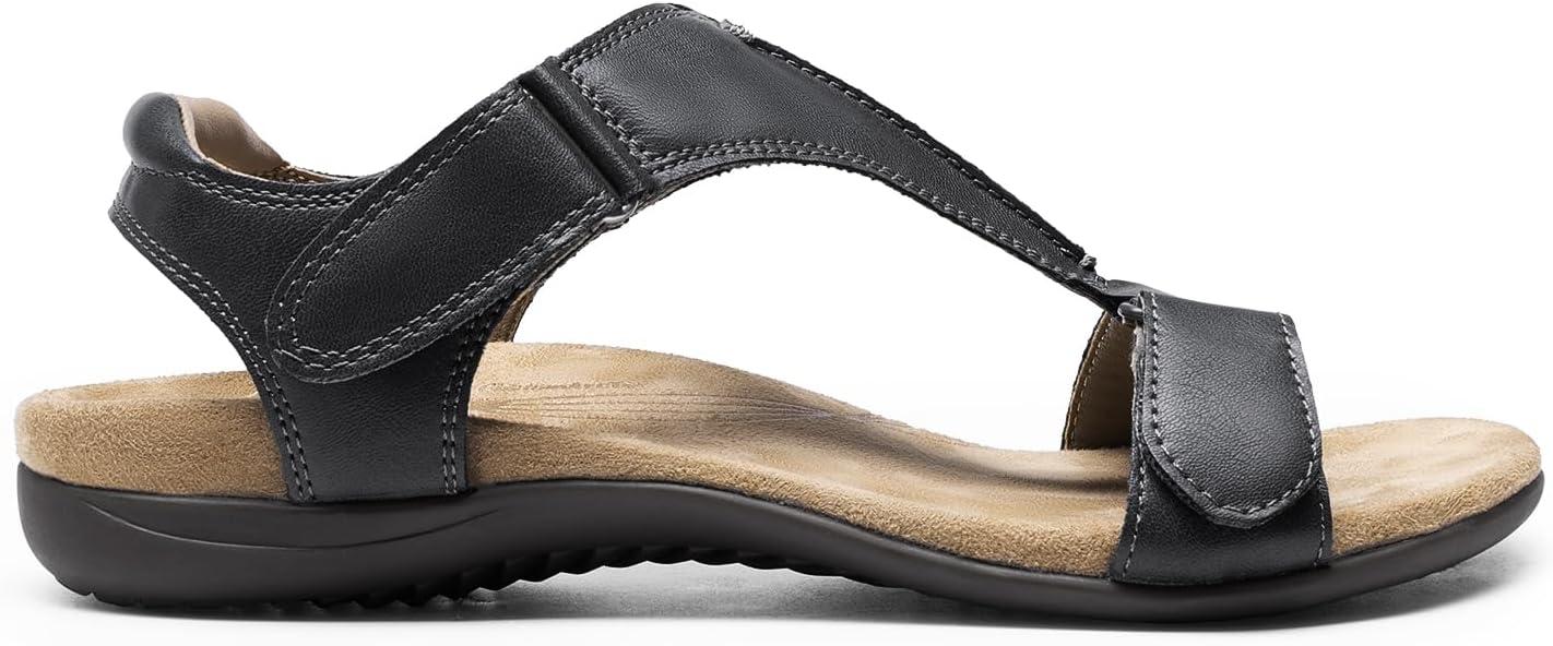 imageDREAM PAIRS Womens Sandals Arch Support TStrap Orthopedic Flat Sandals Comfortable Summer ShoesGrey