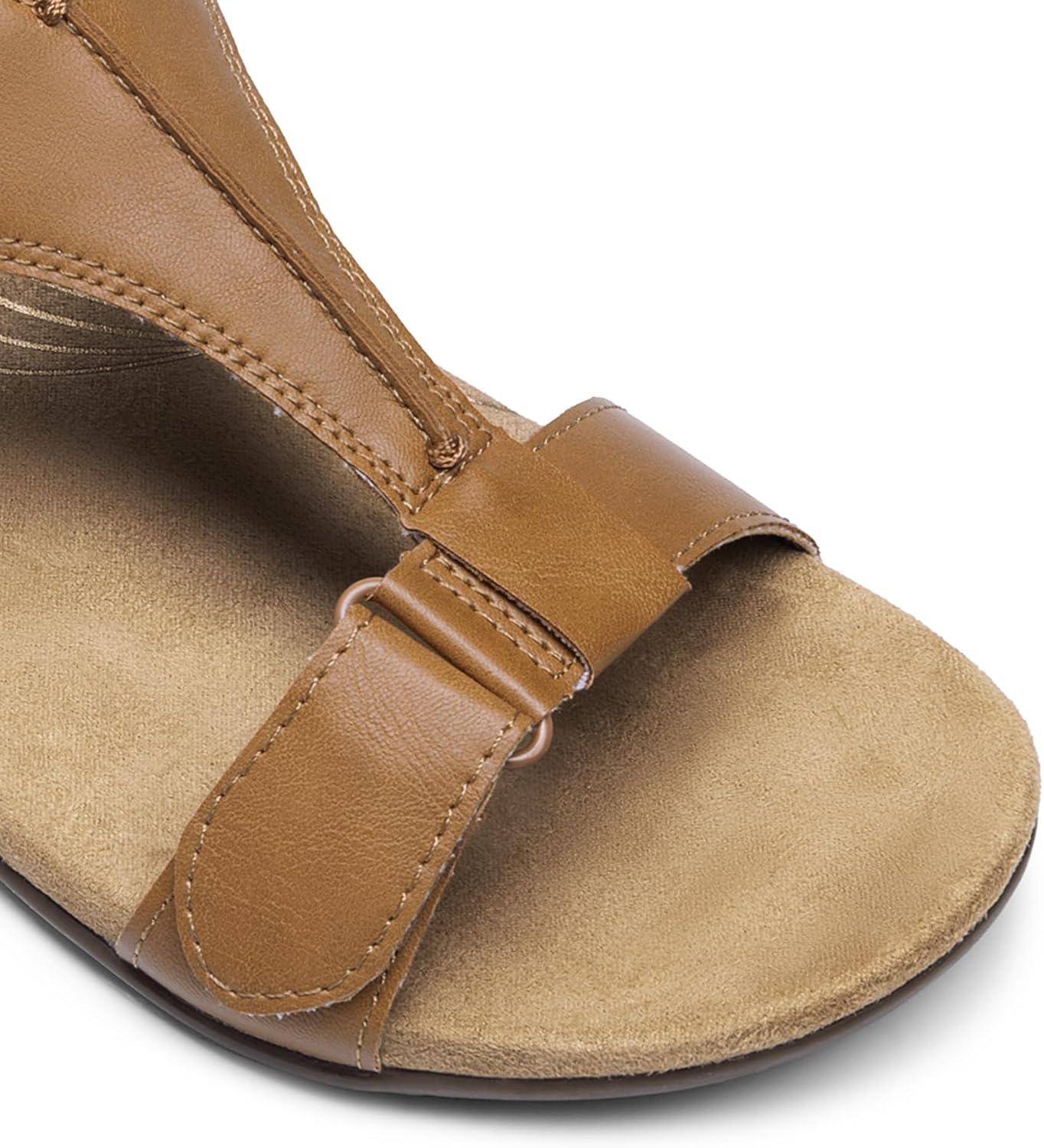 imageDREAM PAIRS Womens Sandals Arch Support TStrap Orthopedic Flat Sandals Comfortable Summer ShoesTan