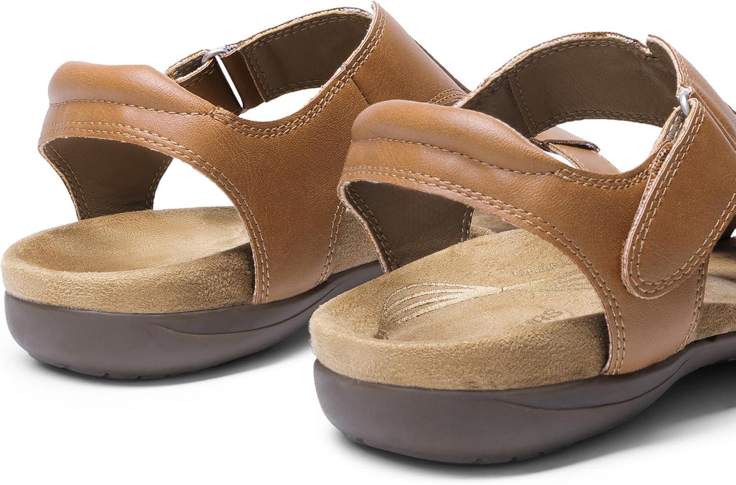 imageDREAM PAIRS Womens Sandals Arch Support TStrap Orthopedic Flat Sandals Comfortable Summer ShoesTan