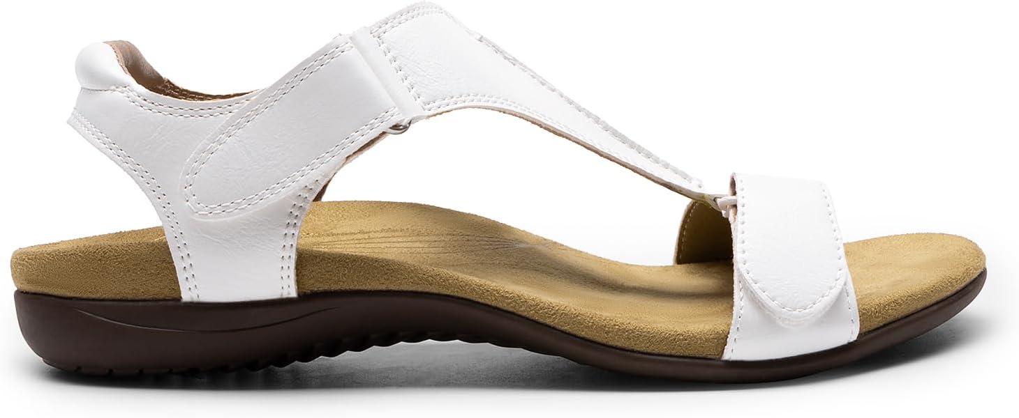imageDREAM PAIRS Womens Sandals Arch Support TStrap Orthopedic Flat Sandals Comfortable Summer ShoesWhite