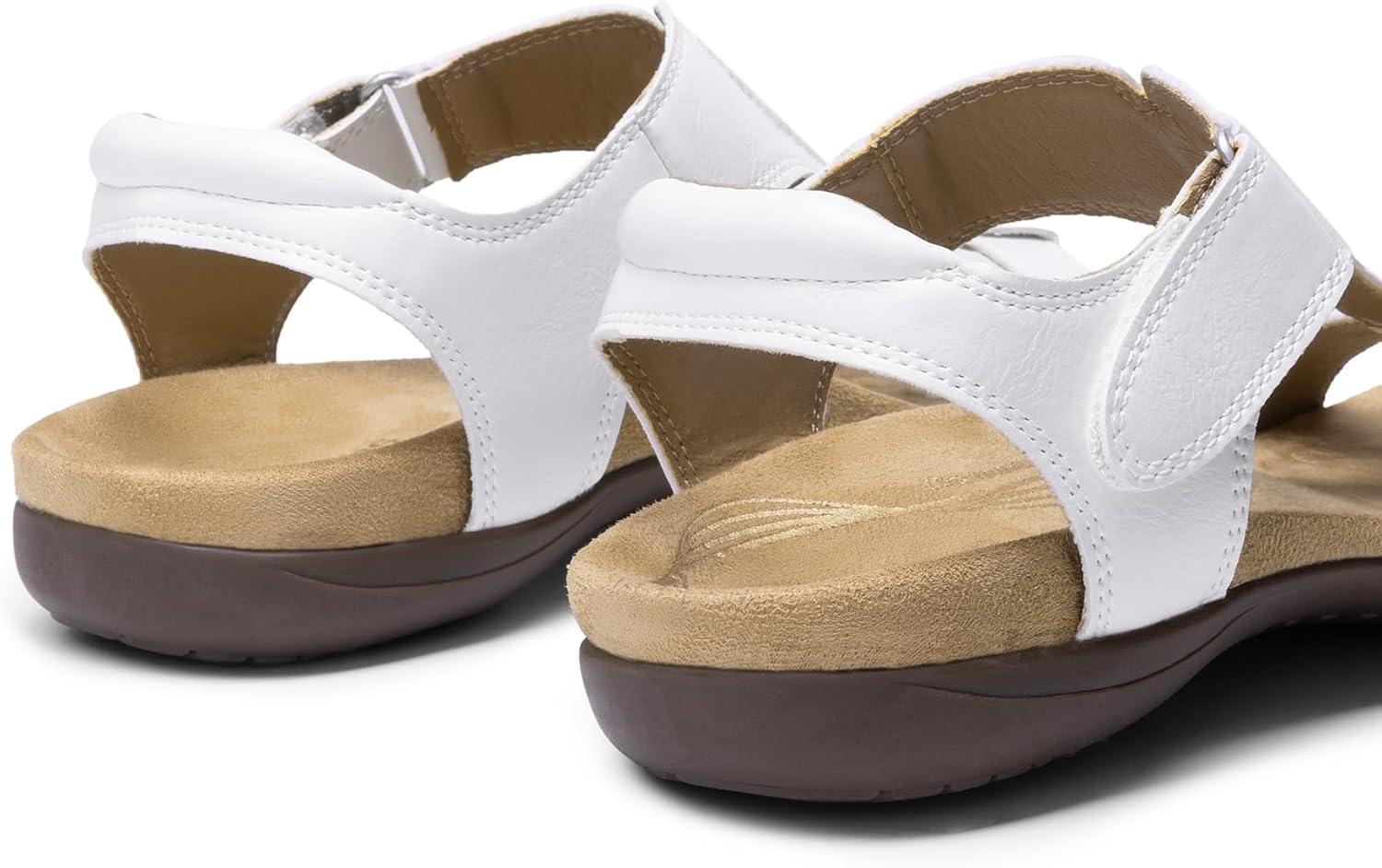imageDREAM PAIRS Womens Sandals Arch Support TStrap Orthopedic Flat Sandals Comfortable Summer ShoesWhite