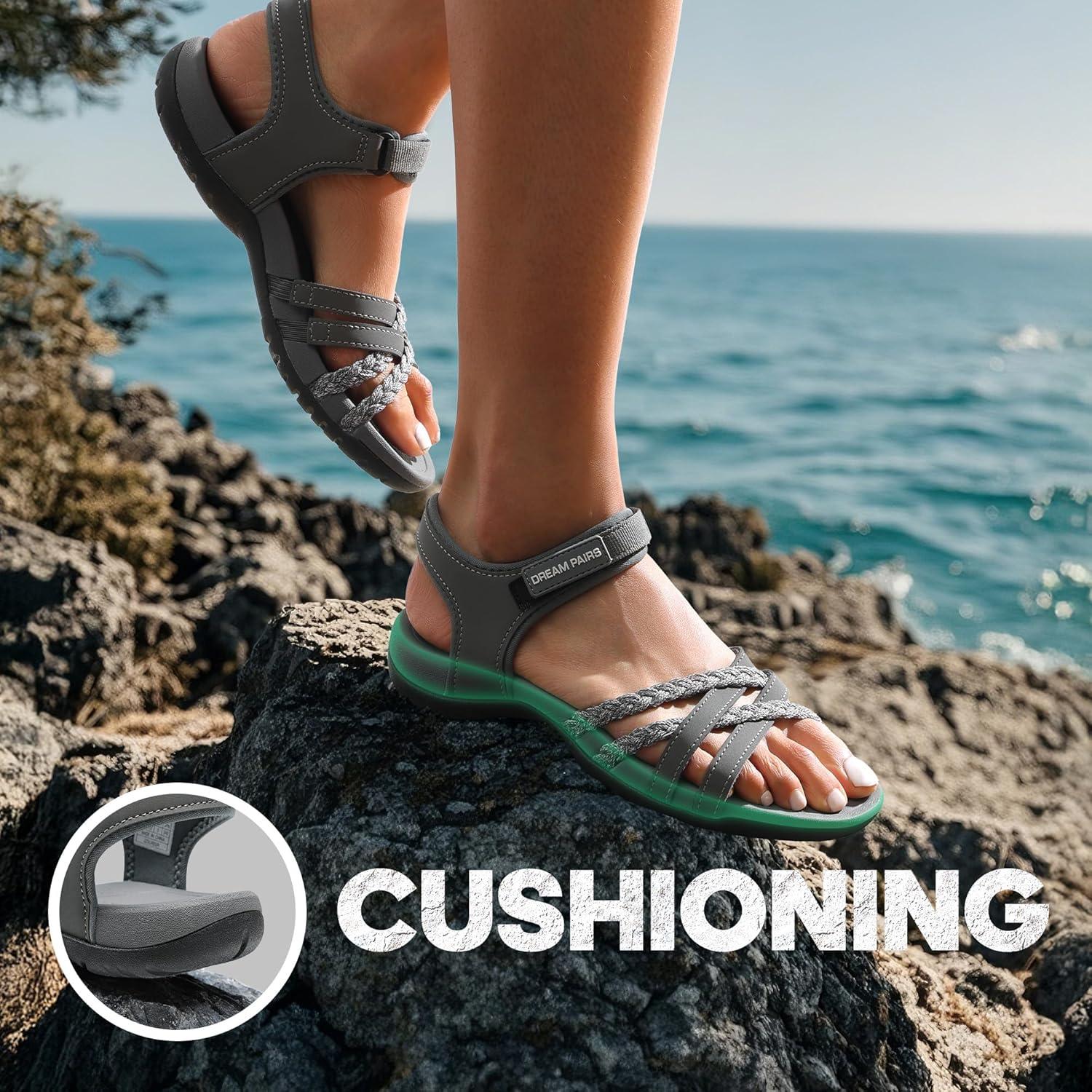 imageDREAM PAIRS Womens Sandals Light Weight Hiking Sandals for Women Comfortable Athletic QuickDrying Walking Hiking Water SandalsGrey