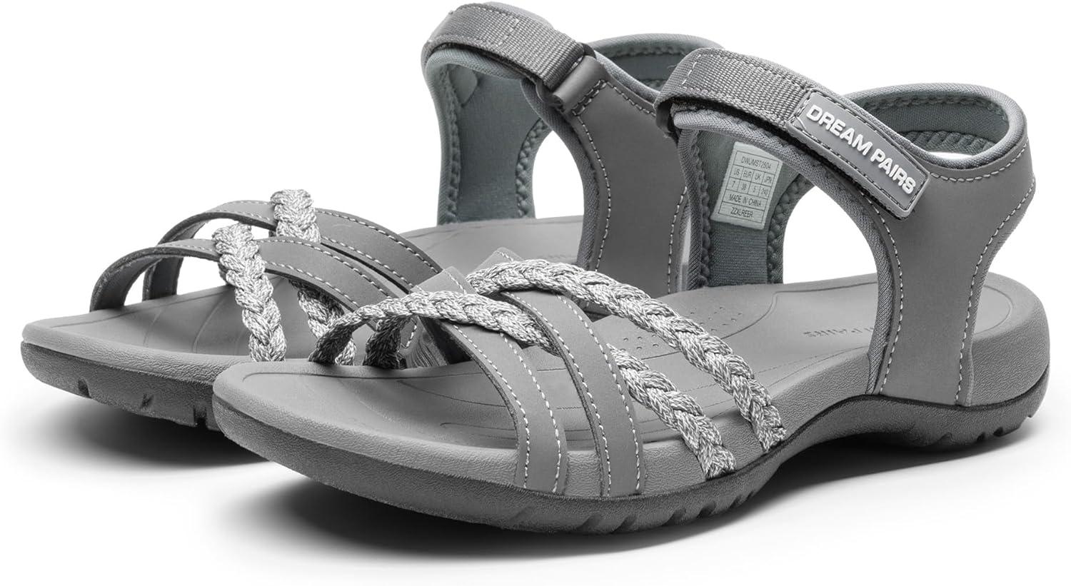 imageDREAM PAIRS Womens Sandals Light Weight Hiking Sandals for Women Comfortable Athletic QuickDrying Walking Hiking Water SandalsGrey