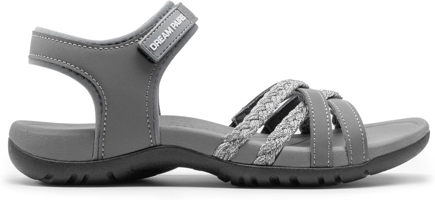 imageDREAM PAIRS Womens Sandals Light Weight Hiking Sandals for Women Comfortable Athletic QuickDrying Walking Hiking Water SandalsGrey