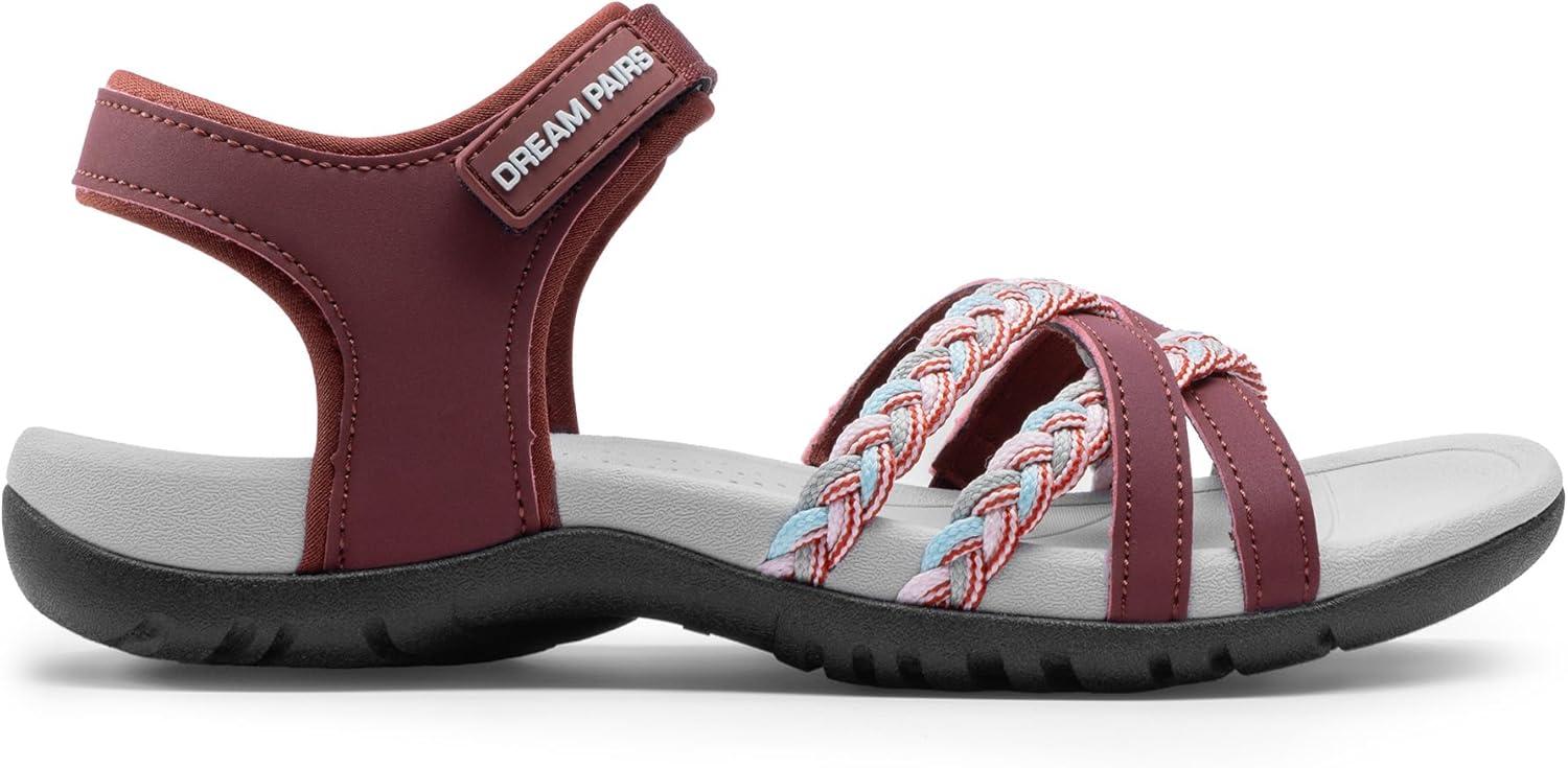 imageDREAM PAIRS Womens Sandals Light Weight Hiking Sandals for Women Comfortable Athletic QuickDrying Walking Hiking Water SandalsRed