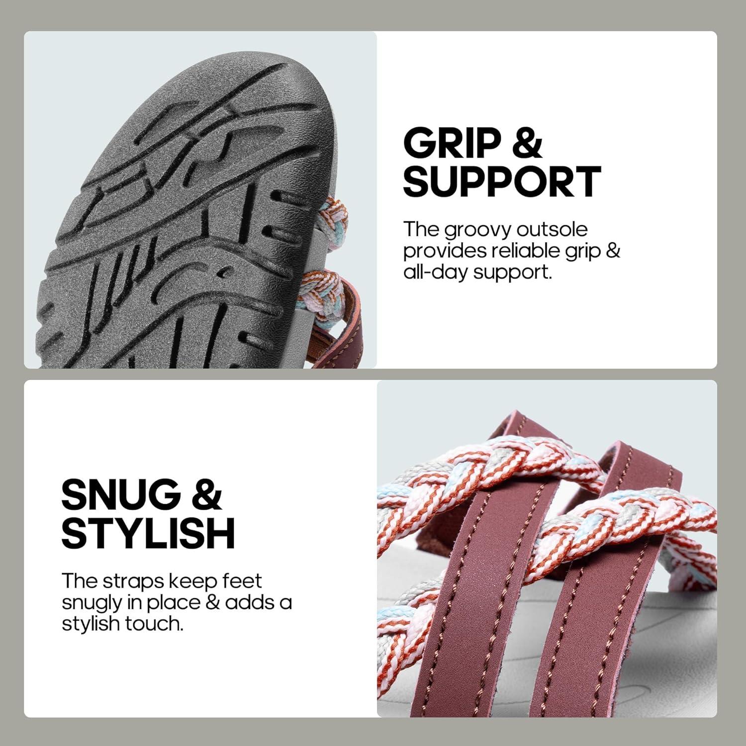 imageDREAM PAIRS Womens Sandals Light Weight Hiking Sandals for Women Comfortable Athletic QuickDrying Walking Hiking Water SandalsRed