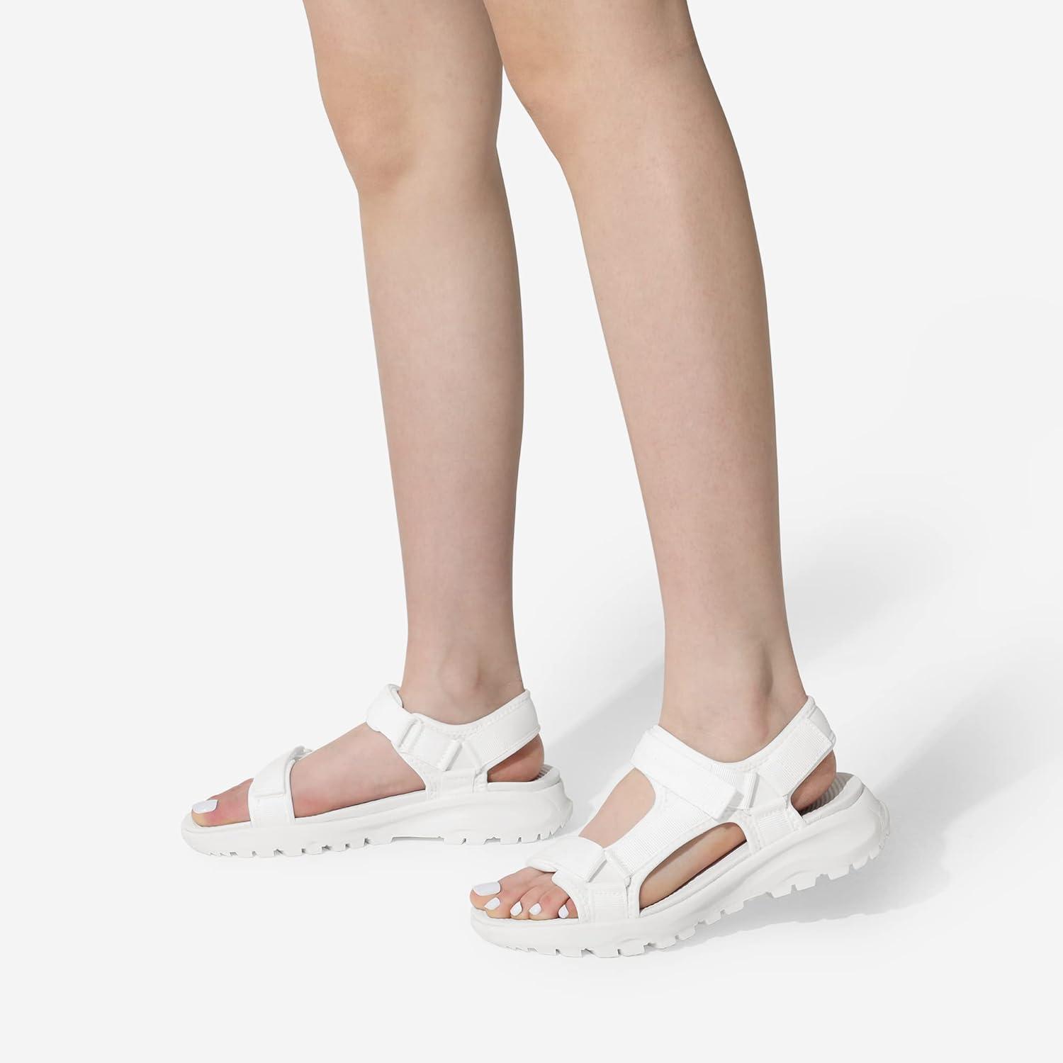 imageDREAM PAIRS Womens Sandals Light Weight Hiking Sandals for Women Comfortable Athletic QuickDrying Walking Water Sandals With Hook And Loop Straps And Soft InsoleWhite