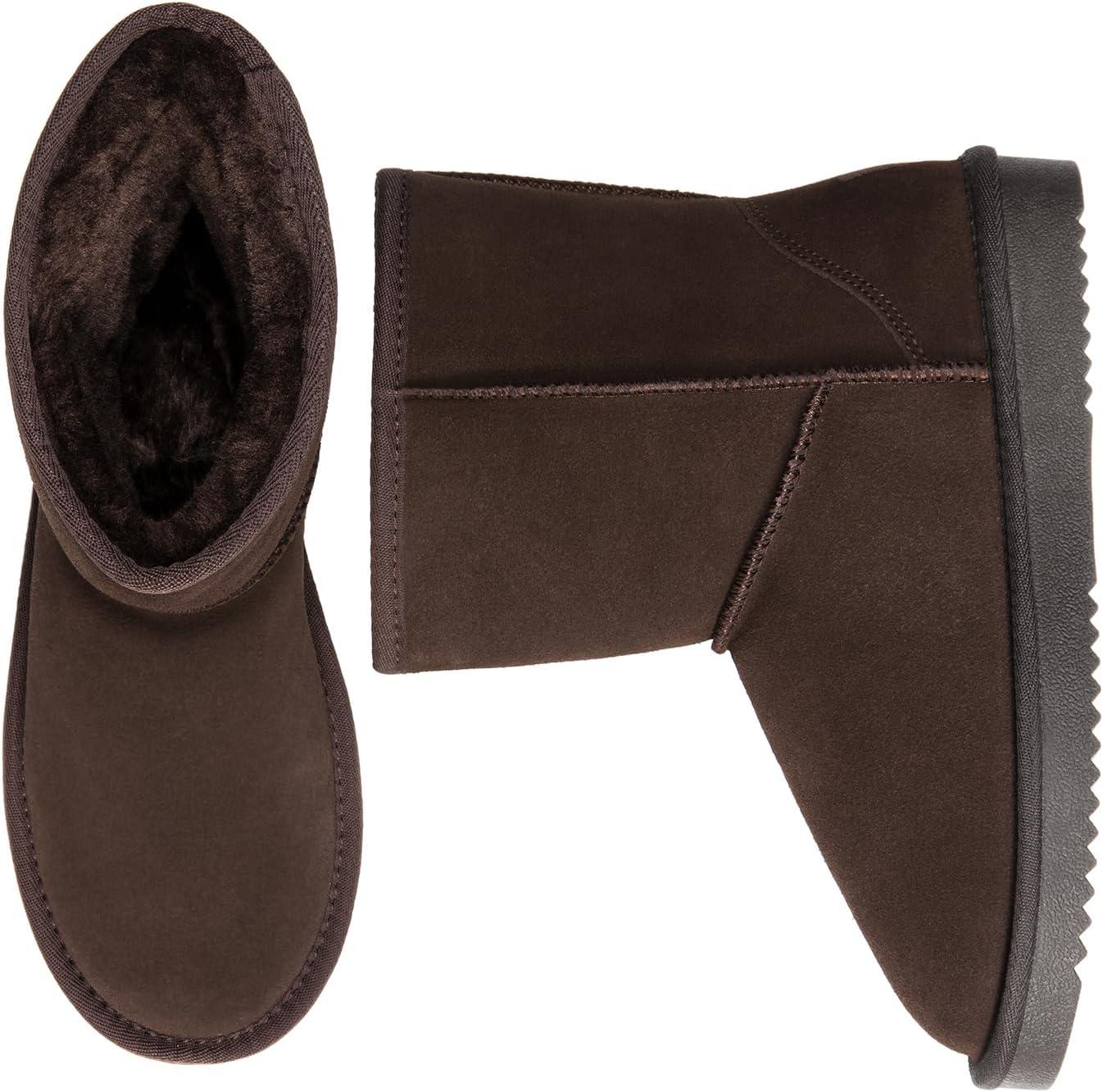 imageDREAM PAIRS Womens ShortyNew Mid Calf Winter Snow BootsBrownclassic