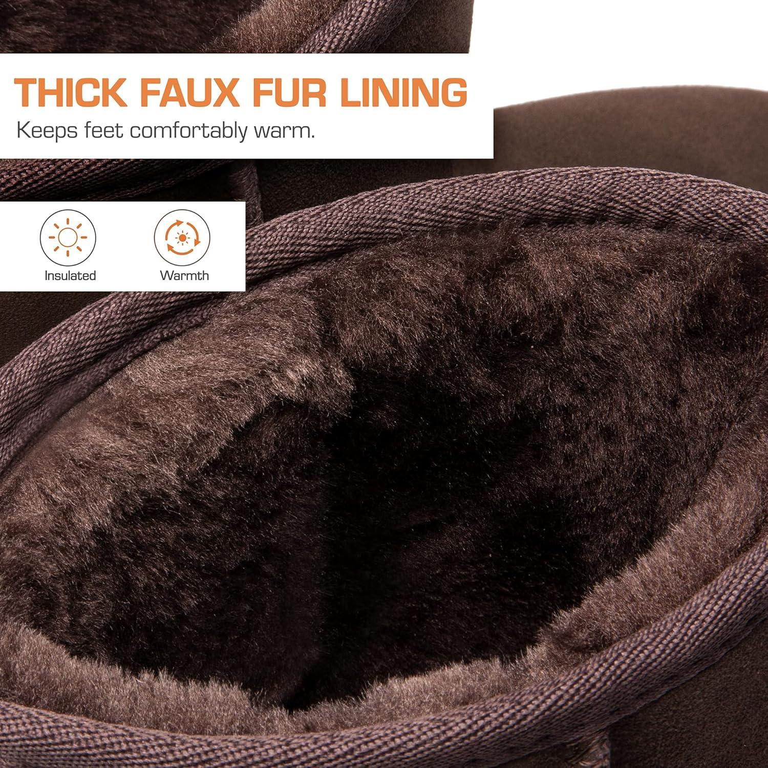 imageDREAM PAIRS Womens ShortyNew Mid Calf Winter Snow BootsBrownclassic