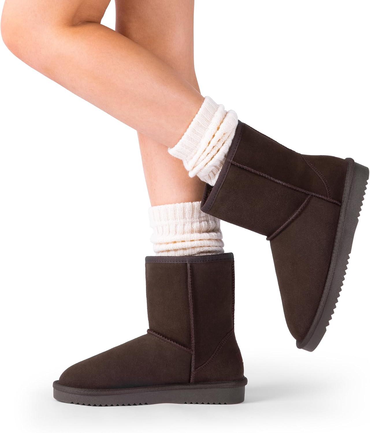 imageDREAM PAIRS Womens ShortyNew Mid Calf Winter Snow BootsBrownclassic