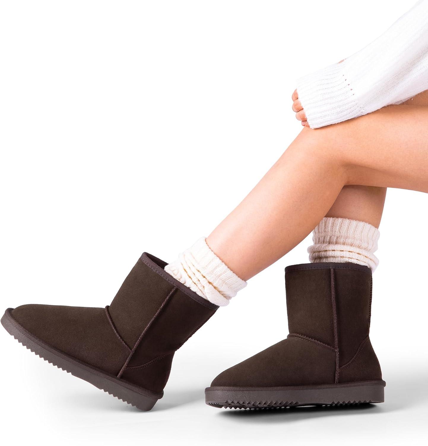 imageDREAM PAIRS Womens ShortyNew Mid Calf Winter Snow BootsBrownclassic