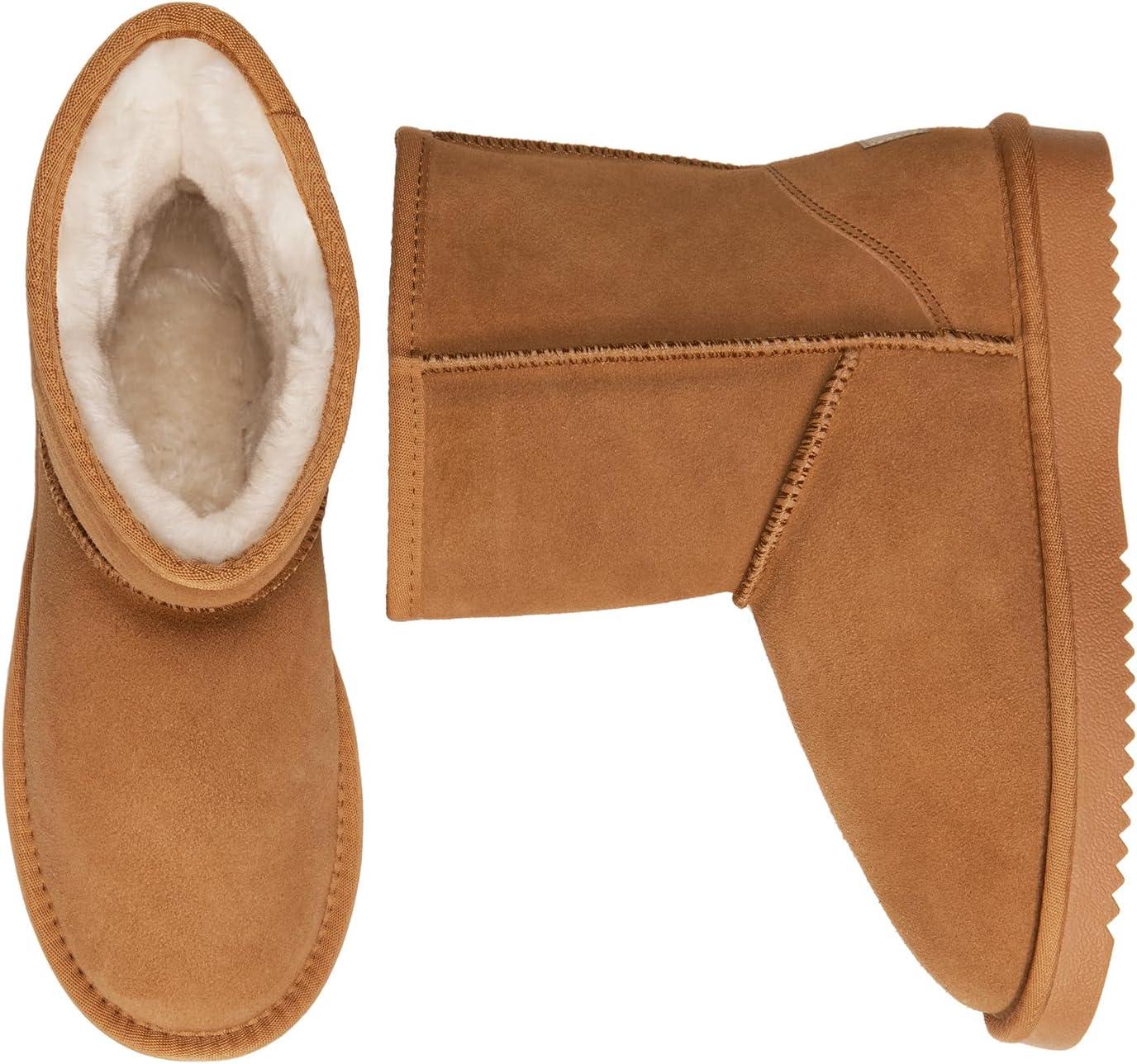 imageDREAM PAIRS Womens ShortyNew Mid Calf Winter Snow BootsChesnutclassic