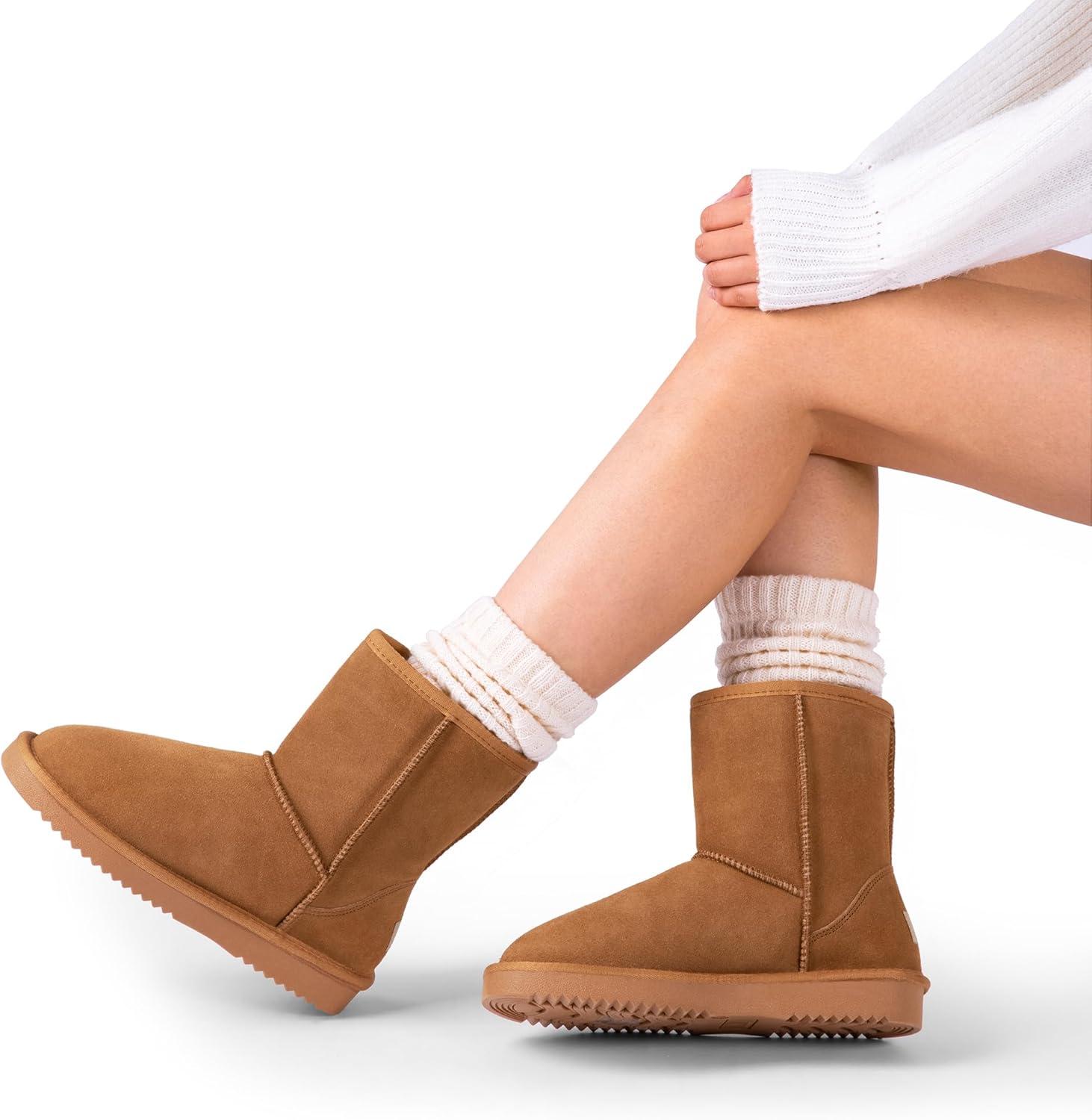 imageDREAM PAIRS Womens ShortyNew Mid Calf Winter Snow BootsChesnutclassic