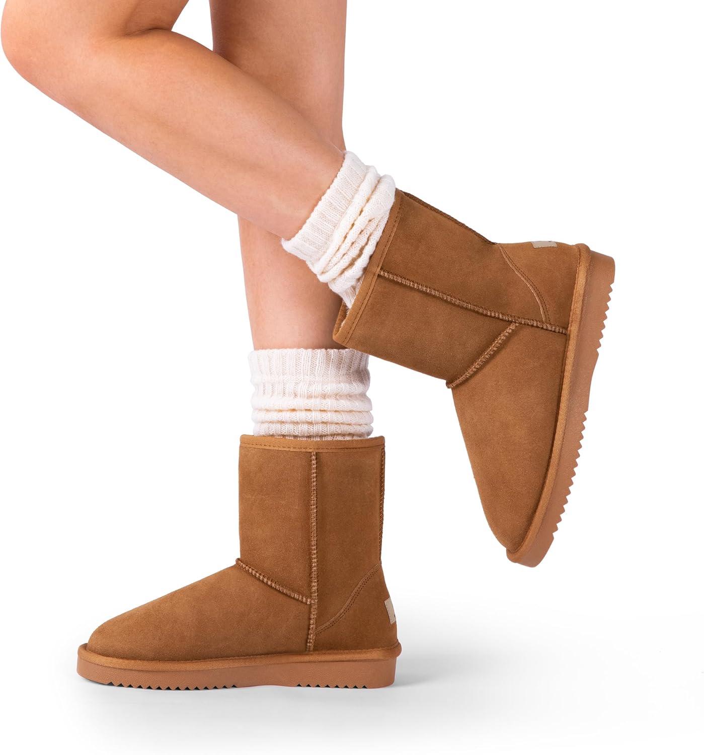 imageDREAM PAIRS Womens ShortyNew Mid Calf Winter Snow BootsChesnutclassic